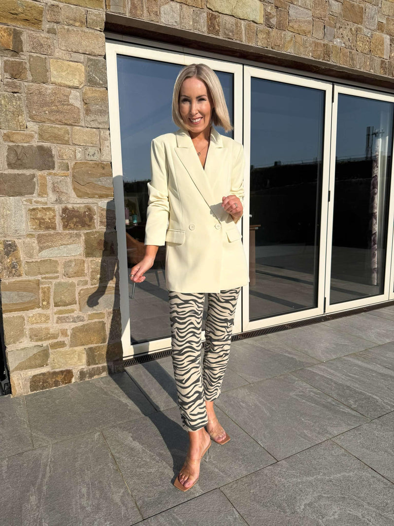 Gina Double Breasted Blazer - Lemon