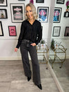 Kyla Sheer Blouse - Black Sparkle