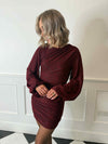 Tiffany Mini Ruching Dress - Burgundy