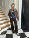 Leona Faux Suede Bomber Jacket - Brown