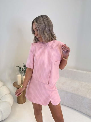 Tia Skort - Pink Pinstripe