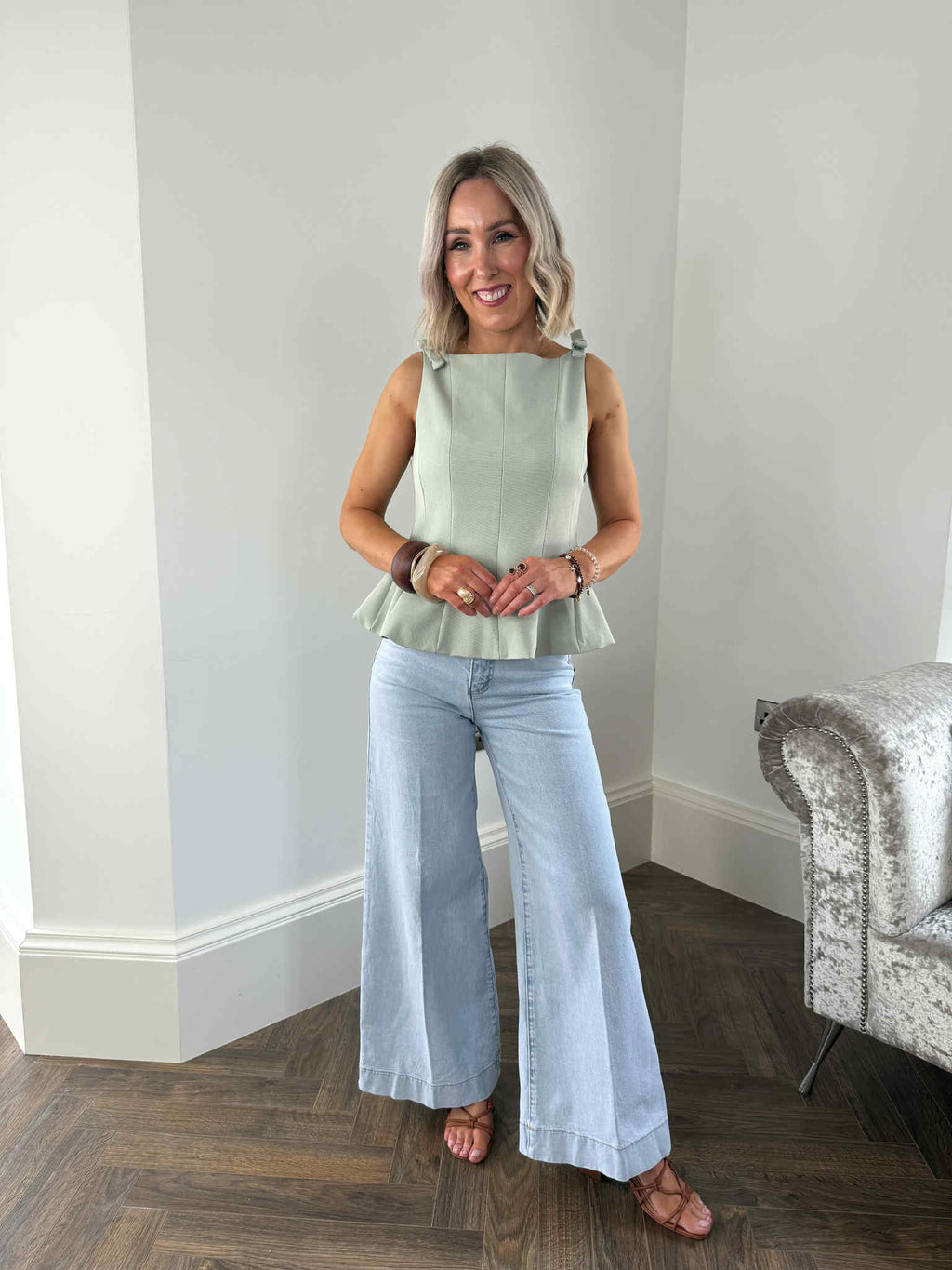 Sam High Waist Wide Leg Jeans - Light Blue