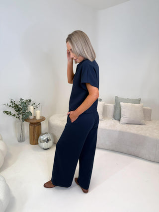 Siffi Collar Zipper Top - Navy