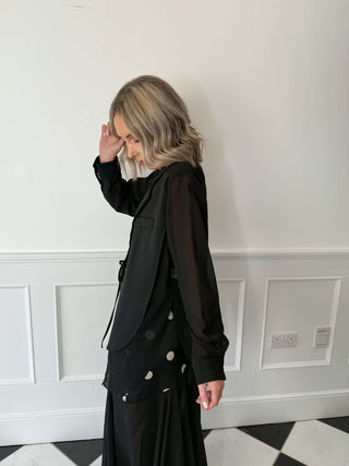 Frankie Mesh Sheer Blazer - Black