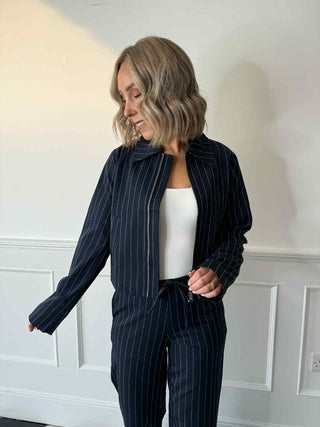 Ella Jacket - Navy Pinstripe