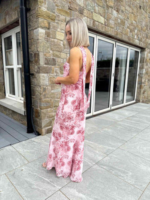 Jenna Floral Printed Dress - Rose