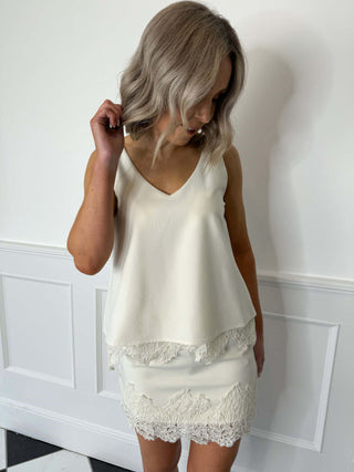 Tahlia Lace Trim Skirt - Cream