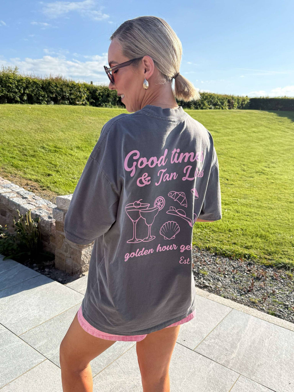 In Good Times Oversized T-Shirt - Washed Charcoal