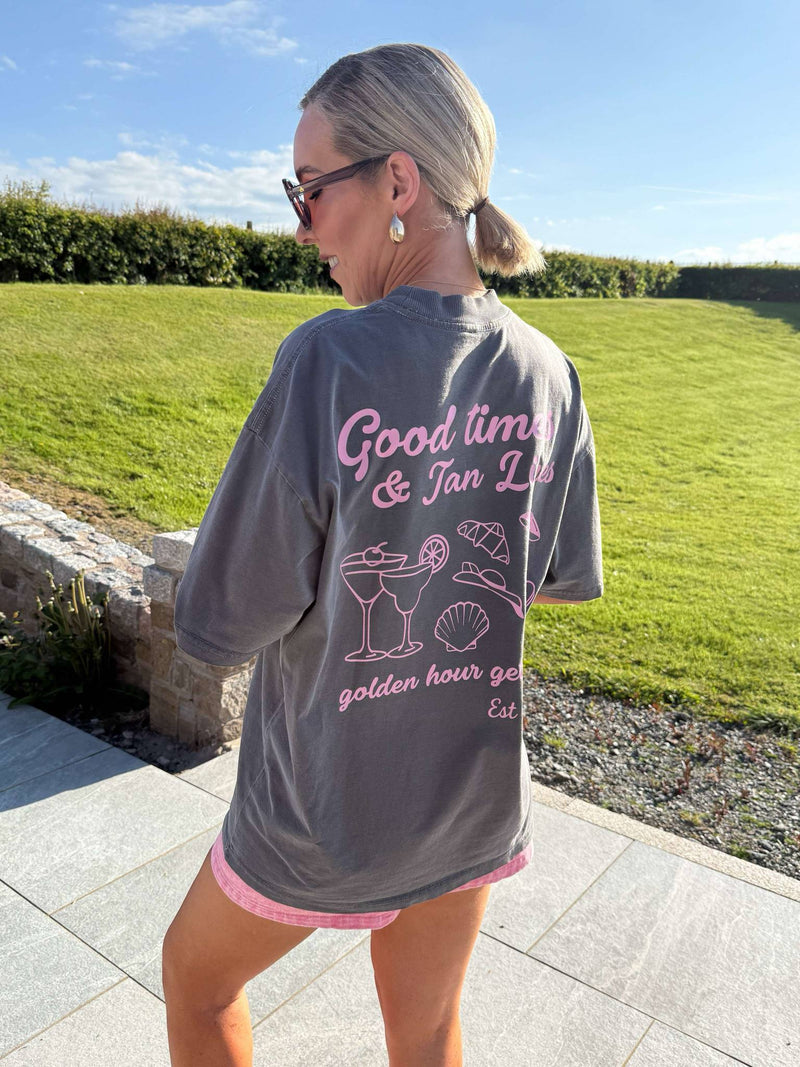 In Good Times Oversized T-Shirt - Washed Charcoal
