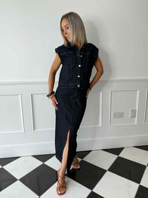 Jaf Denim Ankle Skirt - Dark Denim
