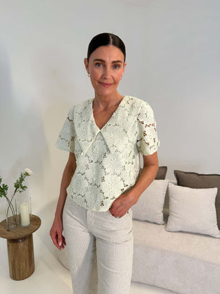 Dede Floral Lace Blouse - Green