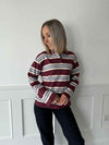 Aura Stripped Polo Shirt - Windsor Wine