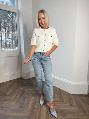 Noisy May MONI High Waisted Ankle Jeans - Light Blue