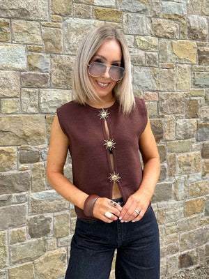 Roxane Knitted Waistcoat - Coffee