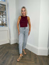 Noisy May MONI High Waisted Ankle Jeans - Light Grey Denim