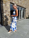 Charlotte High Neck Floral Waistcoat Blue
