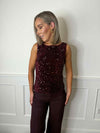 Kam Sequin Top - Tawny Port