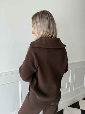 Mandi Half-Zip Knit Jumper - Coffee