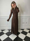 Riya Long Sleeve Diamante Maxi Dress - Brown