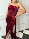 Karlee Velvet Corset Maxi Dress - Rich Berry