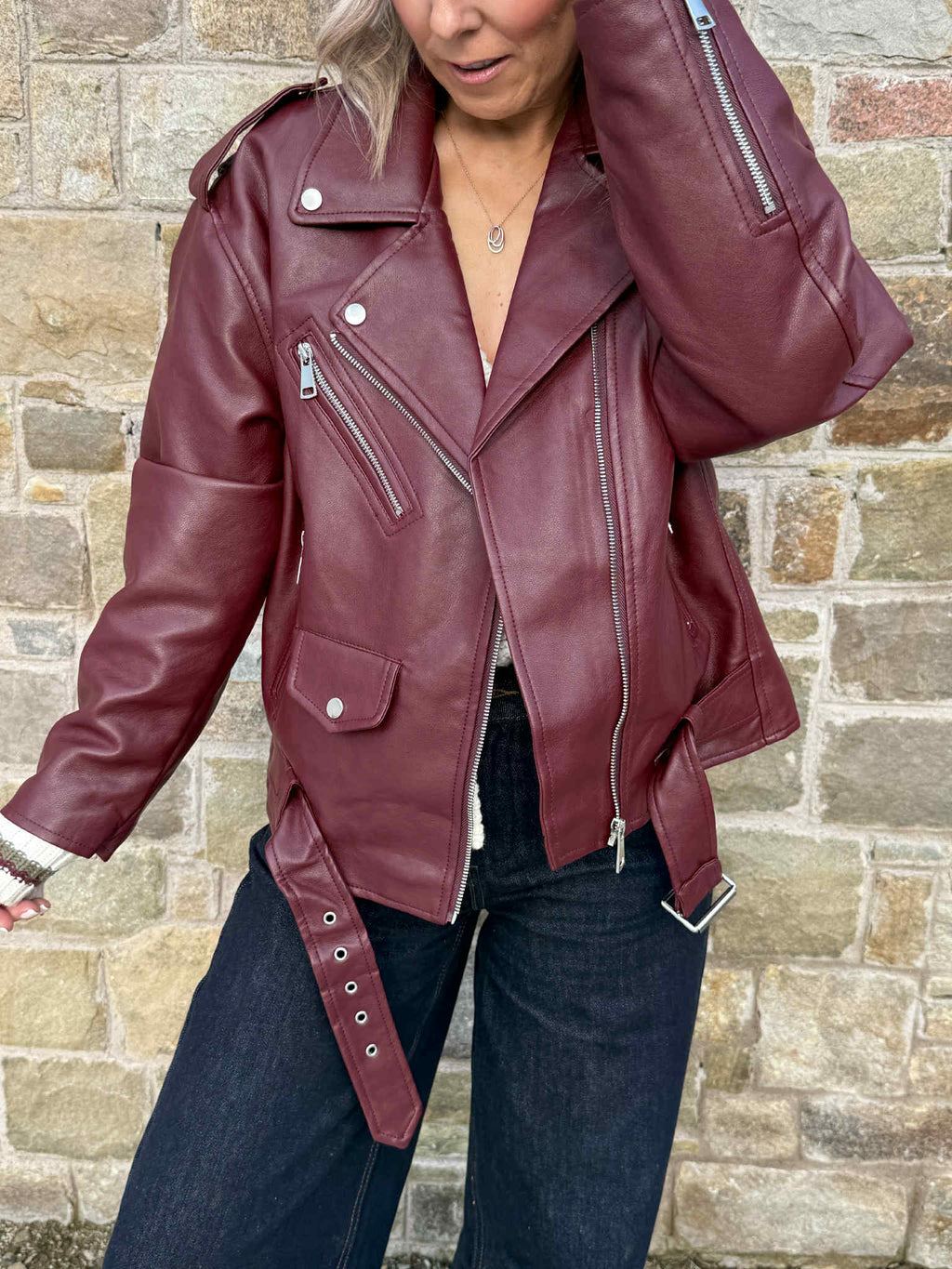 Heidi Biker Jacket - Burgundy