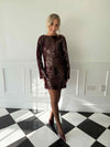 Brioni Sequin Bow Mini Dress - Wine