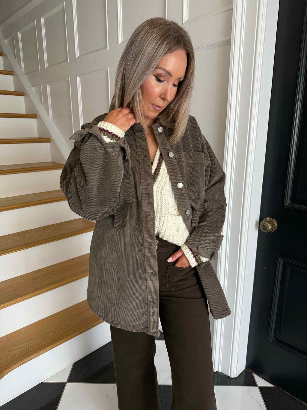 Alva Long Cord Shacket - Morel