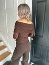 Paz Textured Lace Bardot Top - Brown