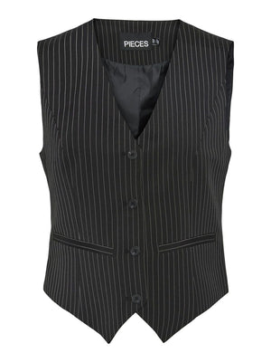 - Pinstripe waistcoat - V-neck - Button-up front - Sleeveless design - Welted front pockets - Fully lined - Regular fit