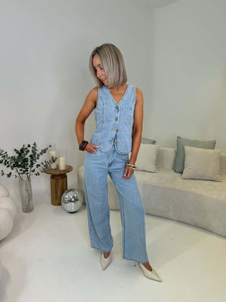Liv Wide Leg Ankle Jeans - Light Denim
