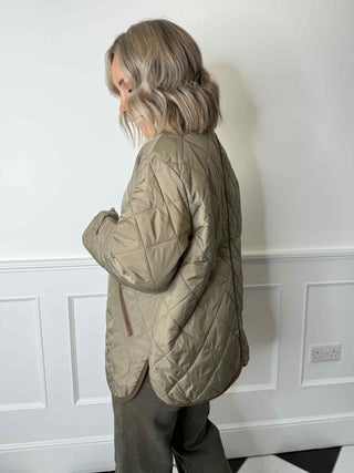 Emily Quilted Short Jacket - Greige