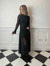 Riya Long Sleeve Diamante Maxi Dress - Black