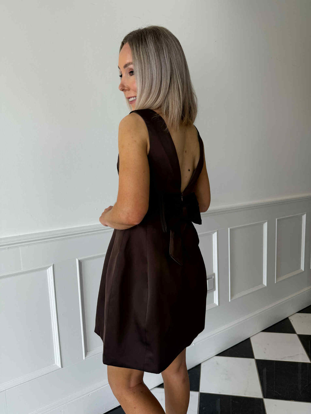 Courtney Bow Dress - Brown