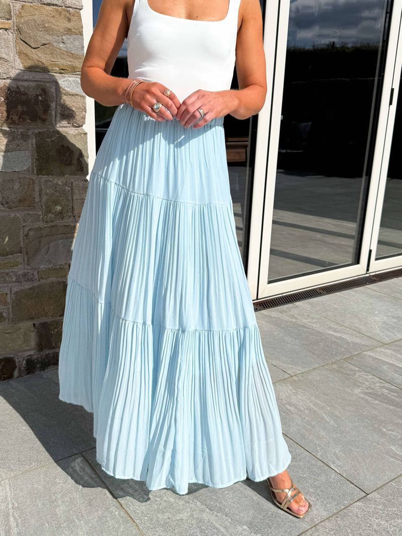 Bree Tiered Maxi Skirt - Blue