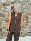 Ruby Crossover Back Waistcoat - Brown