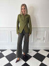 Falka Fitted Pinstripe Blazer - Sphagnum