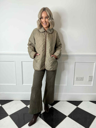Emily Quilted Short Jacket - Greige