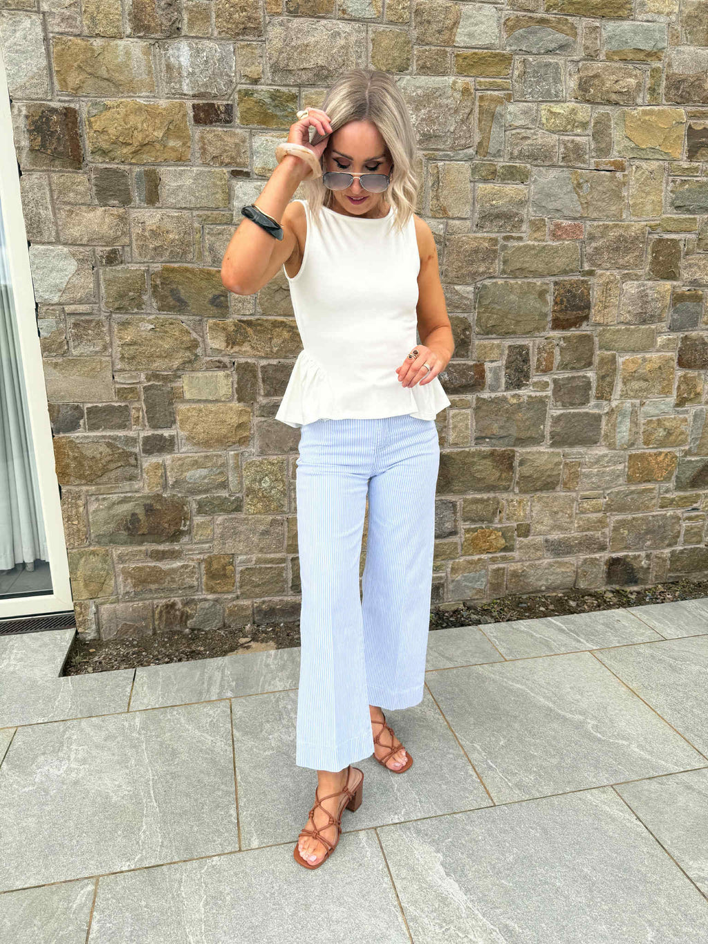 Cali Pinstripe Jeans - Pastel Blue