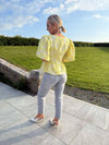 Yara Tie Front Embroidered Blouse - Lime