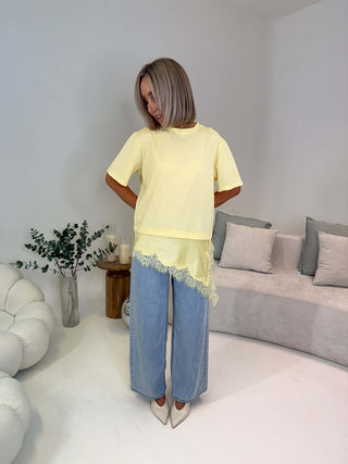 Lia Combined T-Shirt - Lemon