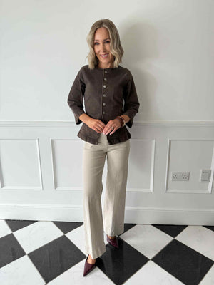 Selma 3/4 Denim Top - Hot Fudge