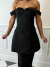 Kali Bardot Mini Dress - Black