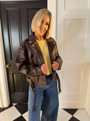 Freya Faux Leather Jacket - Brown