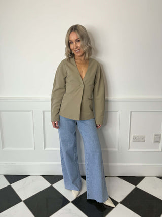 Kamil Long Sleeved Fitted Blazer - Sage