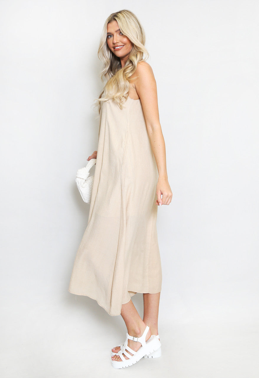 Shellie Relaxed Fit Cami Maxi Dress - Beige
