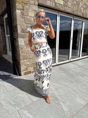 Blossom Cream Abstract Print Top