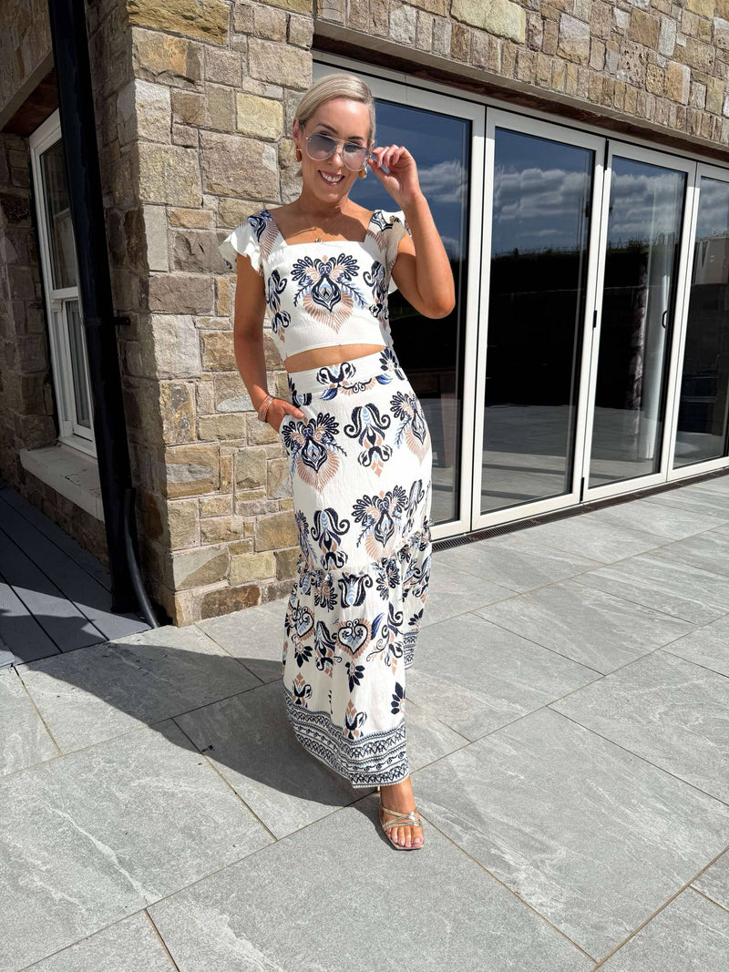 Blossom Cream Abstract Print Top