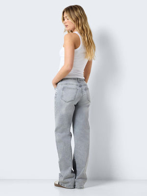 Yolanda Normal Waist Wide Leg Jeans - Light Grey