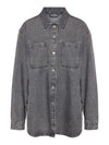 Alva Long Denim Shacket - Grey