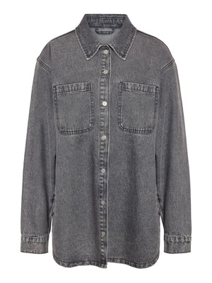 Alva Long Denim Shacket - Grey